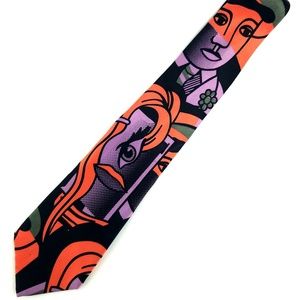 Picasso-Inspired 100% Silk Tie from Scenario, EUC